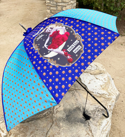 Darling Divas Umbrella Collection | 1920s Vintage Style | "Moons and Stars" | Semi-Automatic | One Year Warranty.