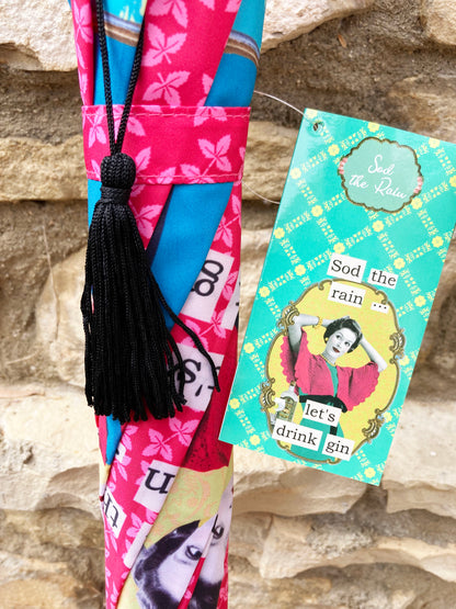 Darling Divas Umbrella | Medallion "Sod The Rain...Let's drink Gin" | Semi-Automatic | One Year Warranty.
