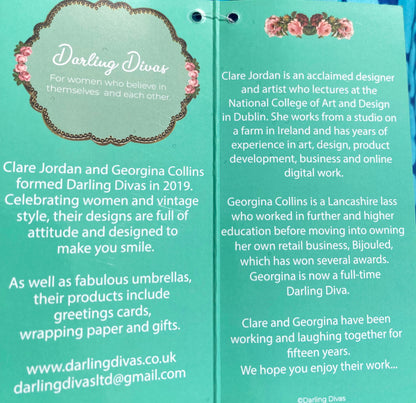 Darling Divas Umbrella | Medallion "Sod The Rain...Let's drink Gin" | Semi-Automatic | One Year Warranty.
