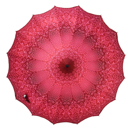 Waterproof + Real Anti-UV Umbrella Red | Blackout Lining 100% Shade | Pagoda style