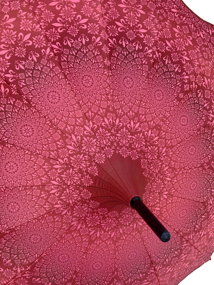 Waterproof + Real Anti-UV Umbrella Red | Blackout Lining 100% Shade | Pagoda style