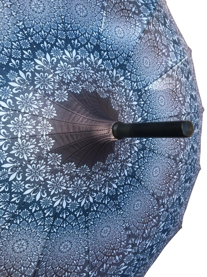 Waterproof + Real Anti-UV umbrella | Blackout lining | Pagoda style | Grey pattern