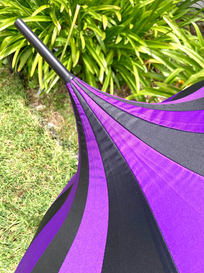 Purple Black Pagoda Umbrella | Lace and Bows Trim | Everyday Fashion Gift