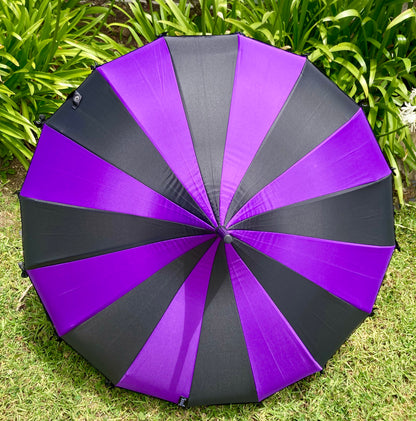 Purple Black Pagoda Umbrella | Lace and Bows Trim | Everyday Fashion Gift