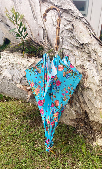 Waterproof Parasol Multifiore by Pasotti | Handmade in Italy | Natural Bamboo Handle | Free Shipping