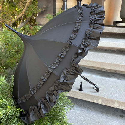 Margaux Black Pagoda Umbrella | Metal Frame | Rain and Sun Protection