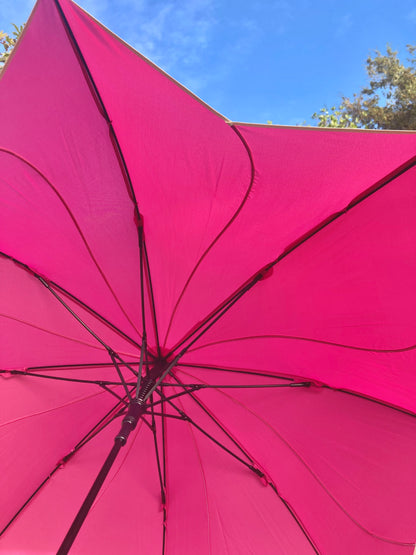 Hot Pink Everyday Swirl Umbrella | Petal Shaped | White Pipping