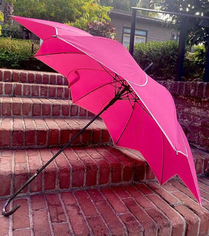 Hot Pink Everyday Swirl Umbrella | Petal Shaped | White Pipping