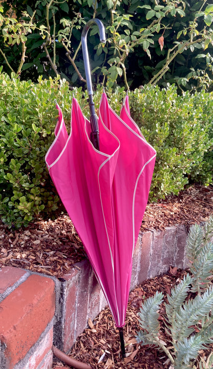 Hot Pink Everyday Swirl Umbrella | Petal Shaped | White Pipping