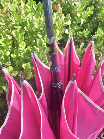 Hot Pink Everyday Swirl Umbrella | Petal Shaped | White Pipping