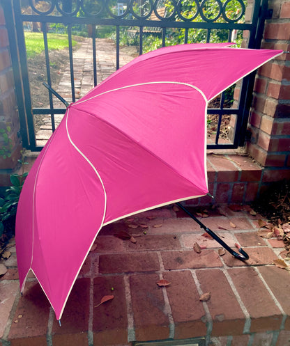Hot Pink Everyday Swirl Umbrella | Petal Shaped | White Pipping