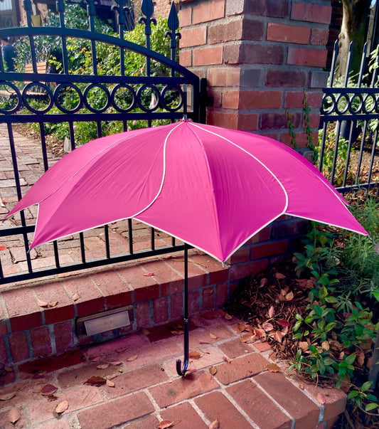 Hot Pink Everyday Swirl Umbrella | Petal Shaped | White Pipping