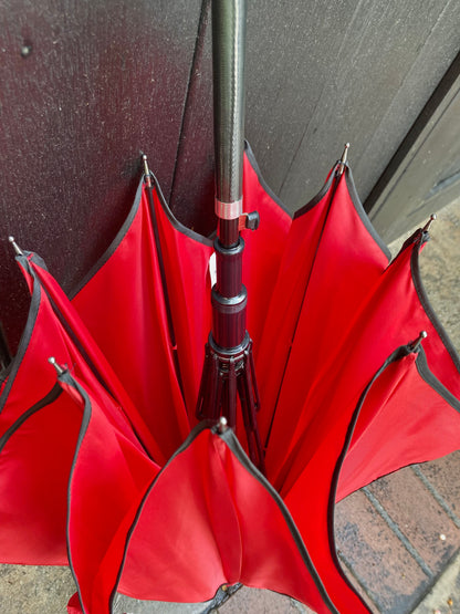 Sporty Swirl Red/Black Umbrella | Fun and Sturdy | Reinforced Ribs