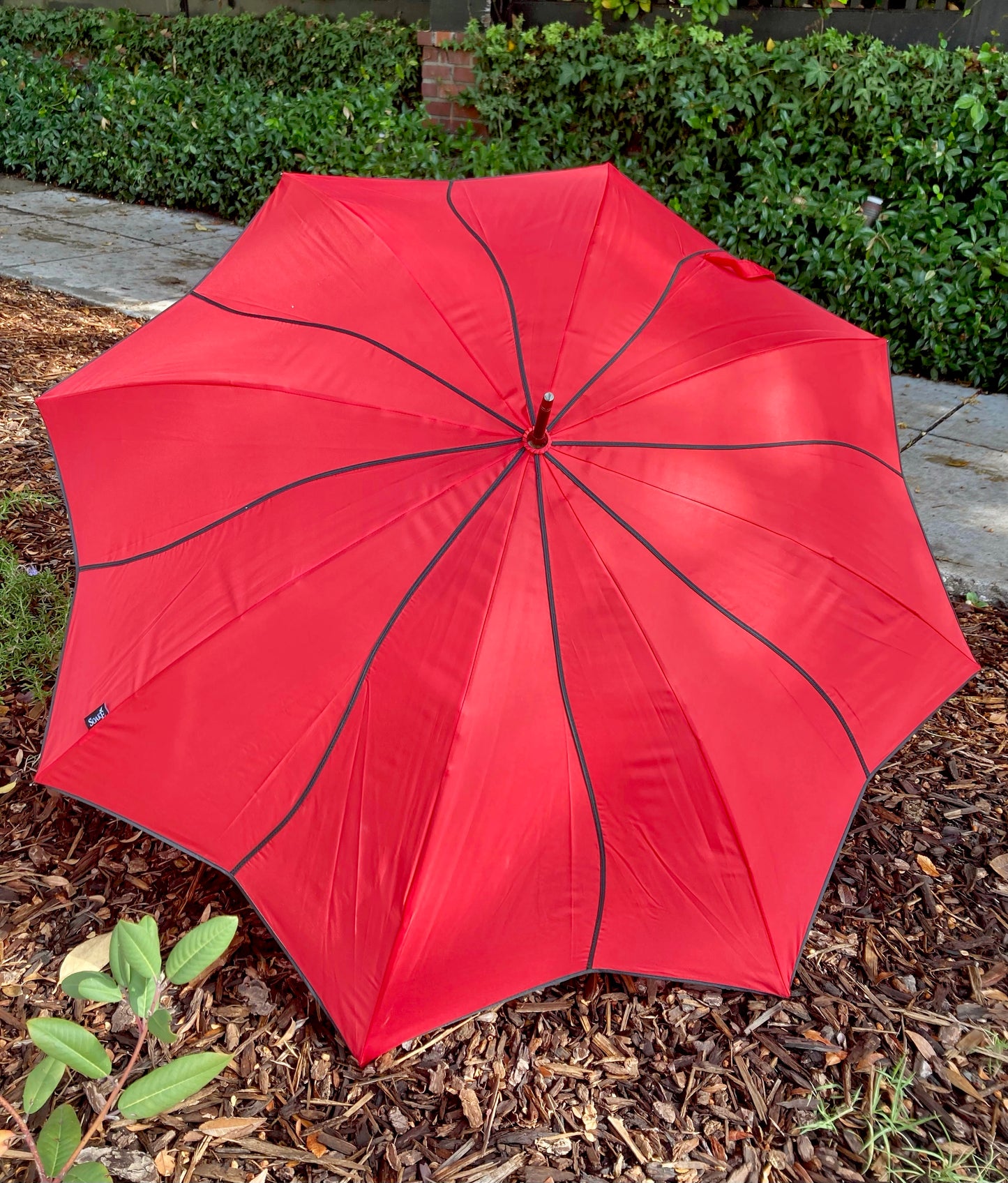 Sporty Swirl Red/Black Umbrella | Fun and Sturdy | Reinforced Ribs