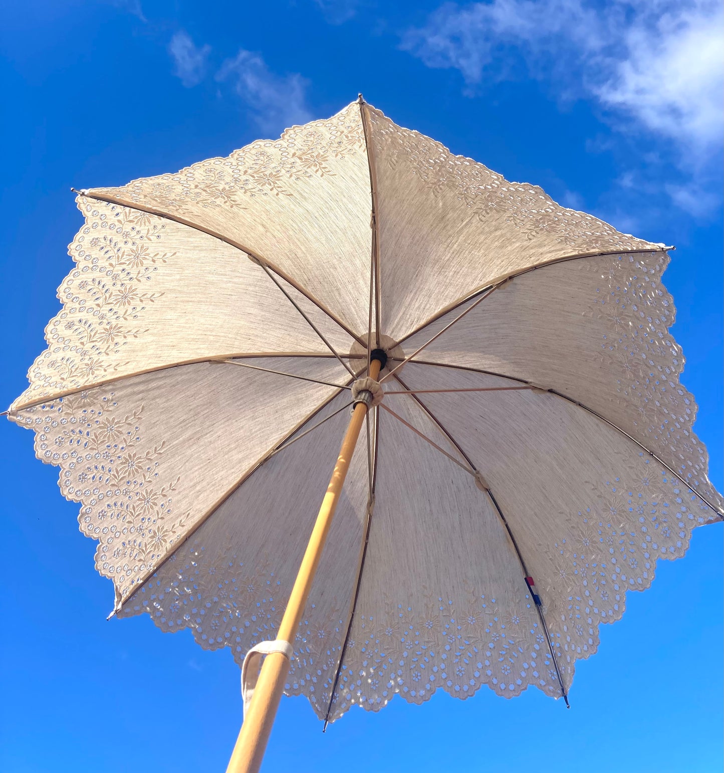 Paraguas de cáñamo con bordado inglés | Impermeable y anti-UV | Envío gratuito