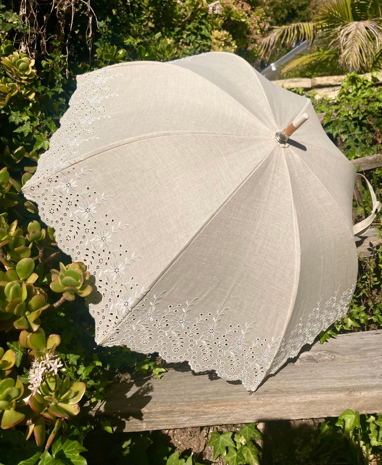 Paraguas de cáñamo con bordado inglés | Impermeable y anti-UV | Envío gratuito