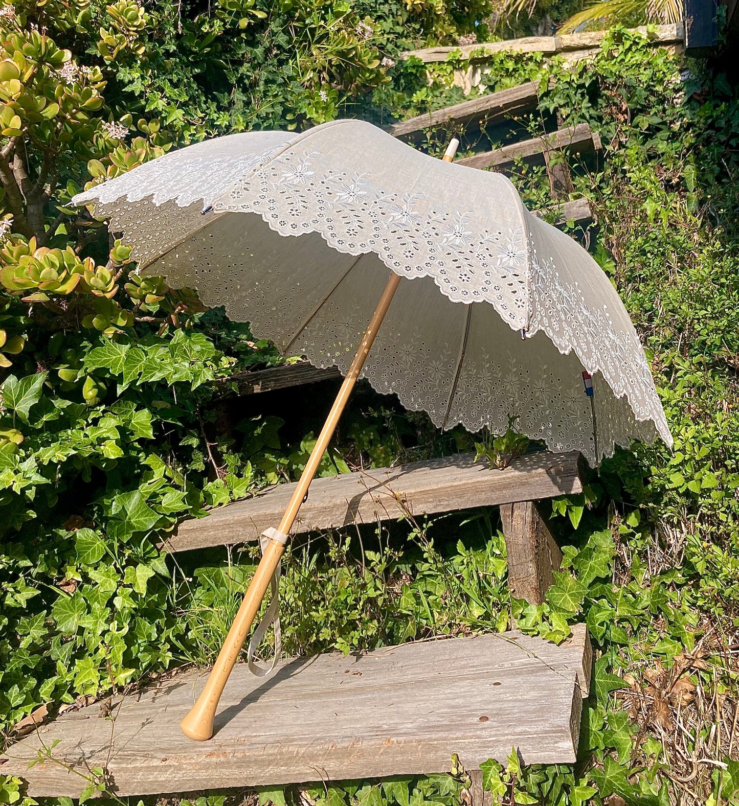 Paraguas de cáñamo con bordado inglés | Impermeable y anti-UV | Envío gratuito