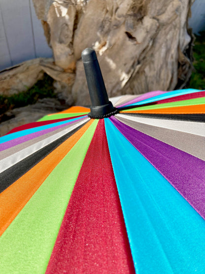 Large 41" 24 Ribs Rainbow Stick Style Umbrella/Parasol | 8 Retro