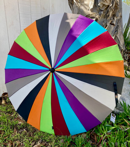 Large 41" 24 Ribs Rainbow Stick Style Umbrella/Parasol | 8 Retro