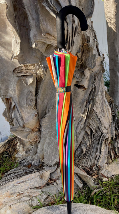 Large 41" 24 Ribs Rainbow Stick Style Umbrella/Parasol | 8 Retro