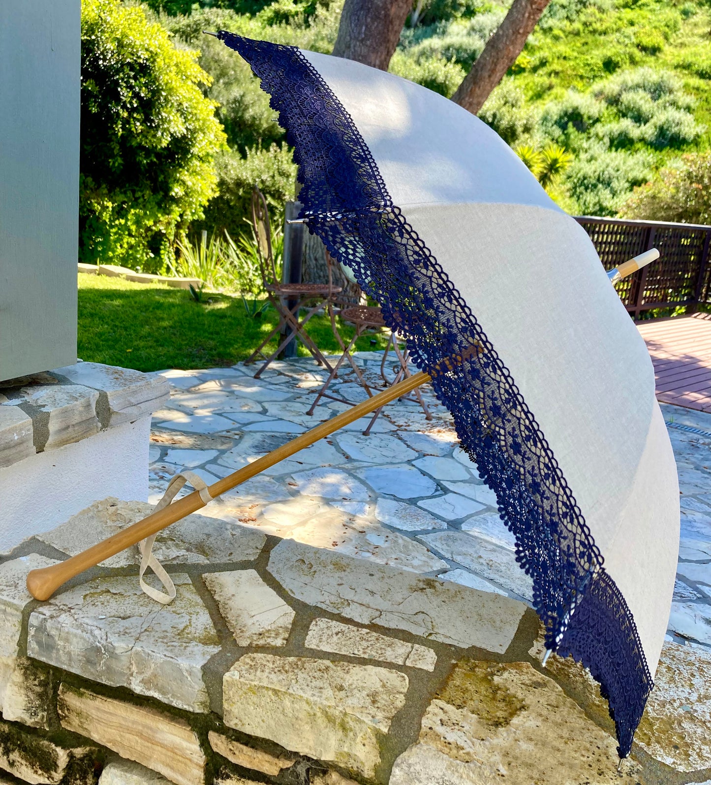 Paraguas de cáñamo azul Sofía | Paraguas francés impermeable excepcional | Envío gratis