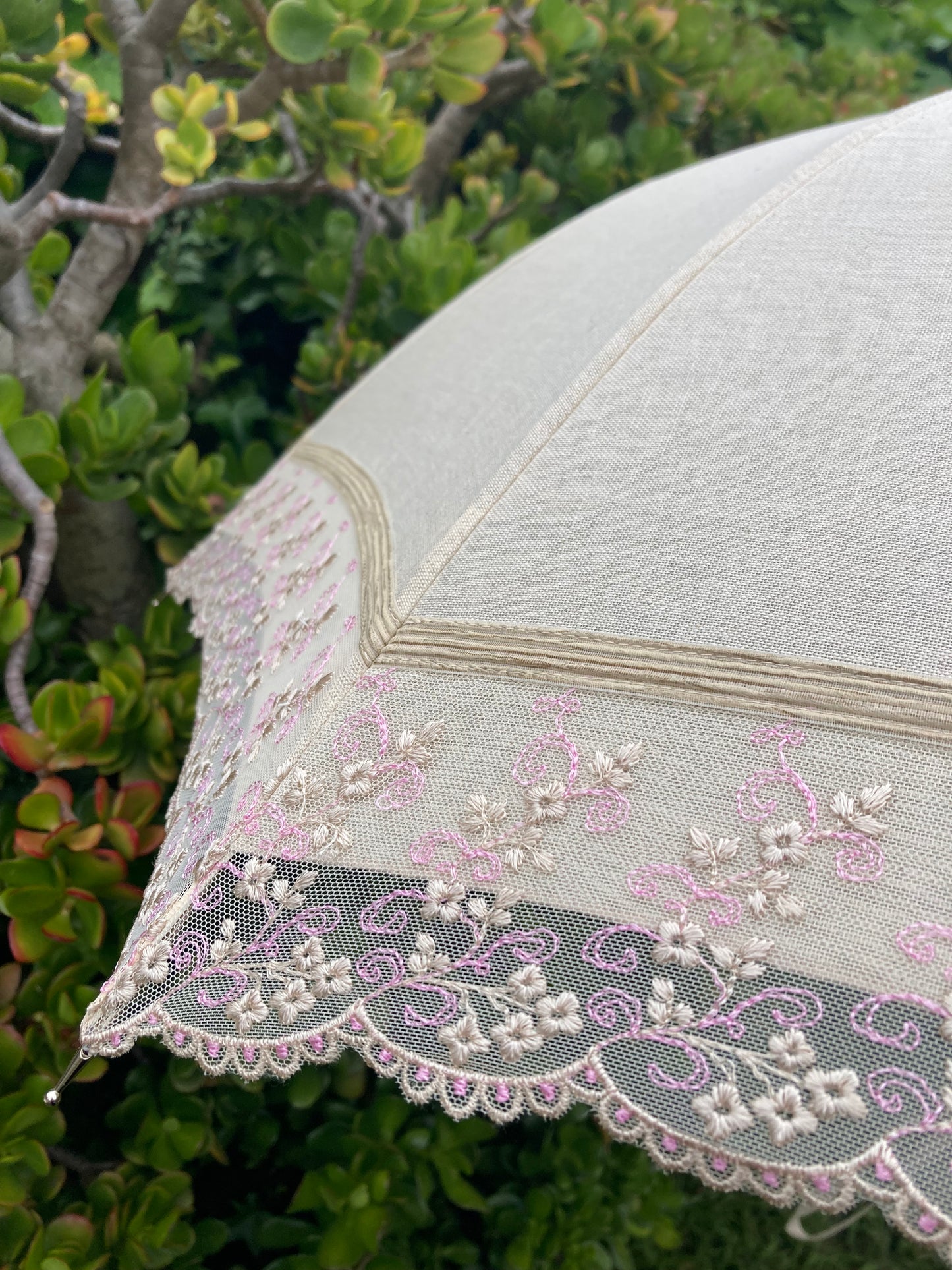 Paraguas anti-UV de cáñamo Little Flower | Resistente al agua, hecho a mano en Francia | Envío gratis