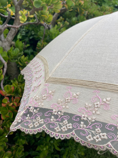 Paraguas anti-UV de cáñamo Little Flower | Resistente al agua, hecho a mano en Francia | Envío gratis
