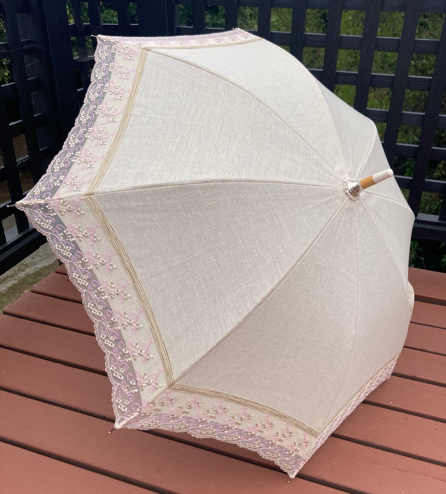 Paraguas anti-UV de cáñamo Little Flower | Resistente al agua, hecho a mano en Francia | Envío gratis