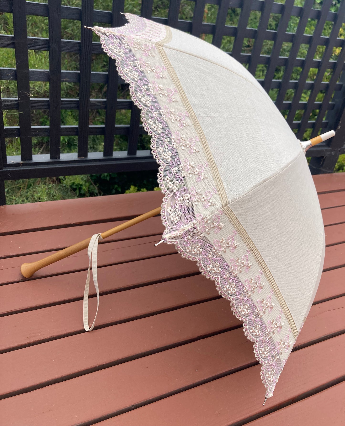 Paraguas anti-UV de cáñamo Little Flower | Resistente al agua, hecho a mano en Francia | Envío gratis