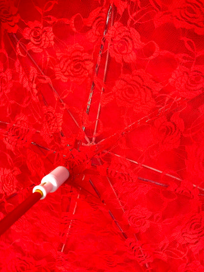 Paraguas rojo Francesca | Doble capa de encaje interior | Para todo tipo de clima