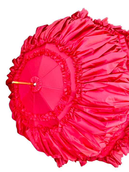 Francesca Red Umbrella | Double Layer Lace Inside | All Weather