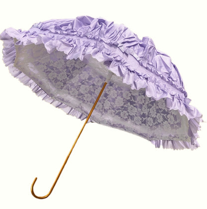 Paraguas Francesca Lilac | Doble capa impermeable | Interior de encaje blanco