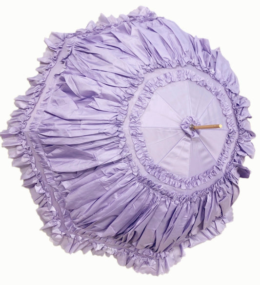 Francesca Lilac Umbrella | Waterproof Double Canopy | White Lace Inside