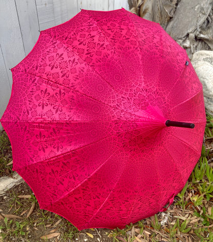 Waterproof + Real Anti UV Umbrella | Blackout Lining | Pagoda Style in Pink