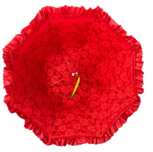 Francesca Red Umbrella | Double Layer Lace Inside | All Weather