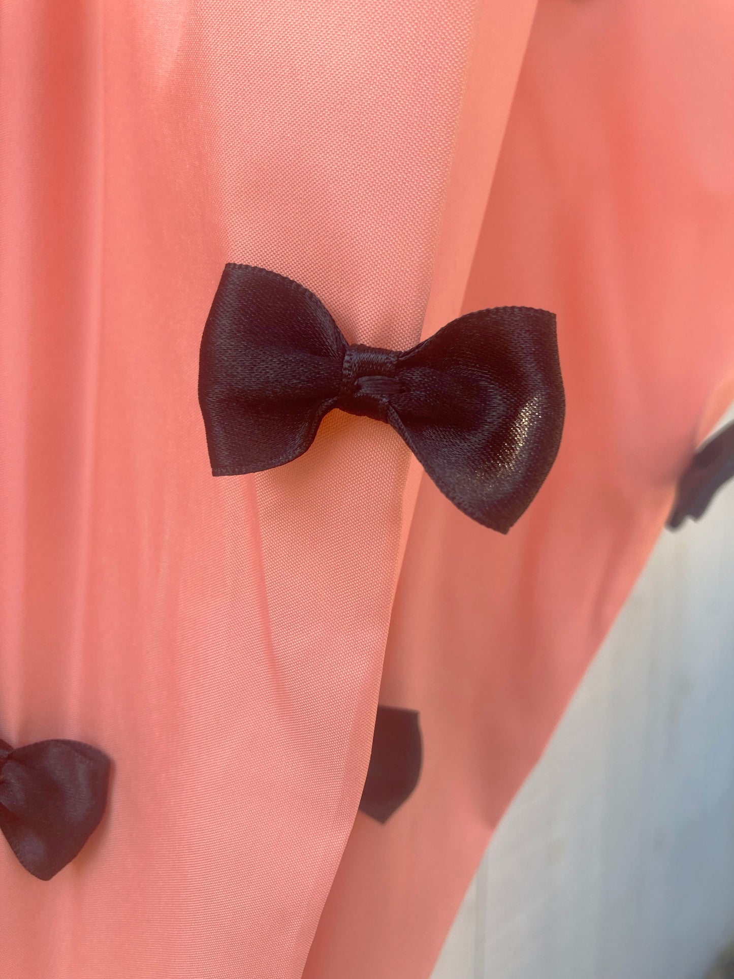 Paraguas Lolita color coral | Lazos de satén negro | Hecho a mano en Francia | Envío gratuito
