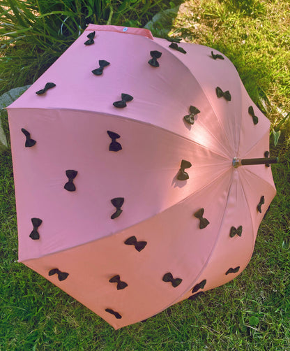 Lolita Umbrella Coral Blush | Black Satin Bows | Handmade in France | Free Shipping