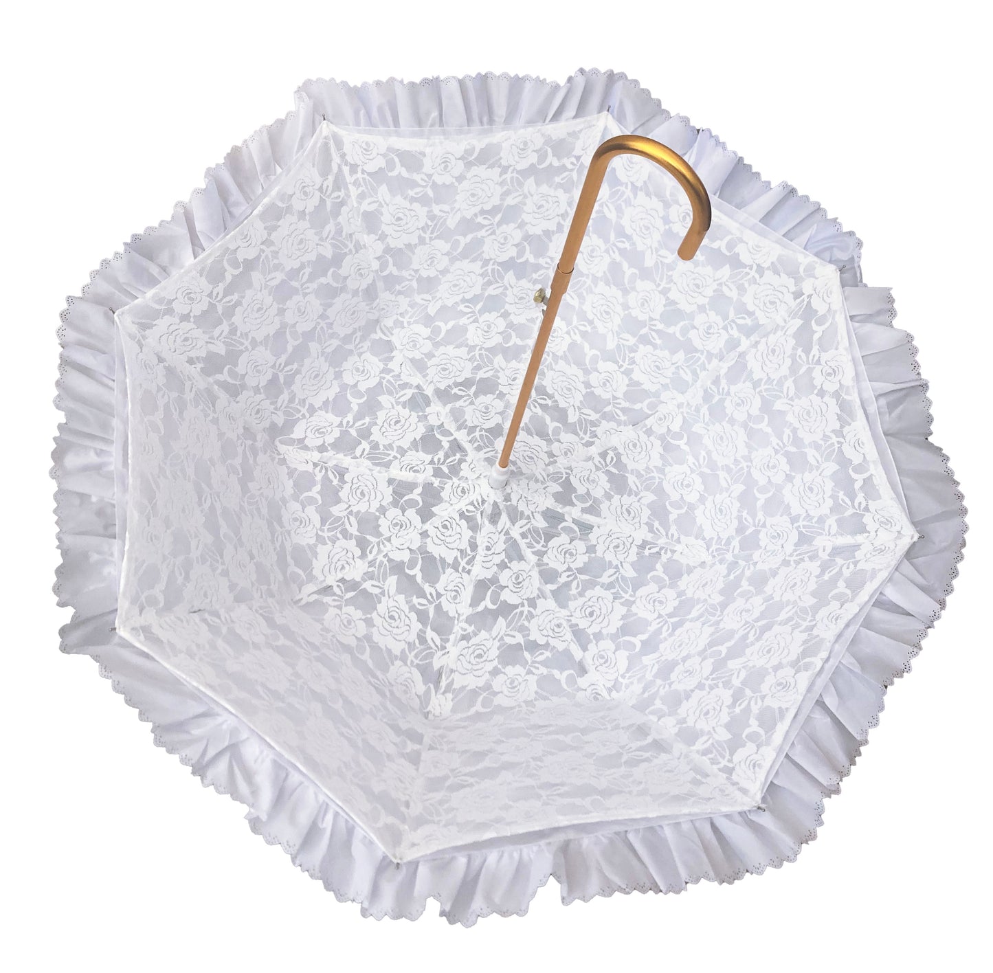 Paraguas Francesca Blanco | Capa interior de encaje con diseño de rosas | Impermeable y con protección solar