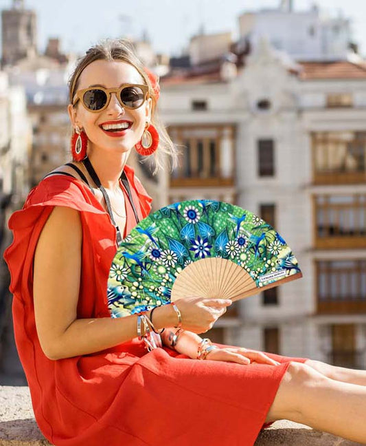 Birds and Blossoms Hand Fan | Made in Spain | Catalina Estrada Collection