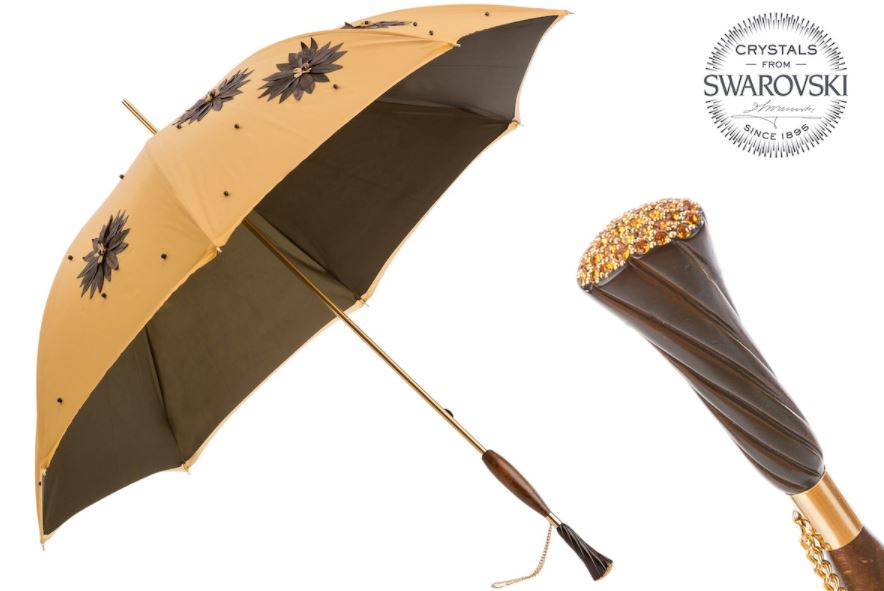 Paraguas con girasoles aplicados y mango de Swarovski® | Doble tela anti-UV | Envío gratuito