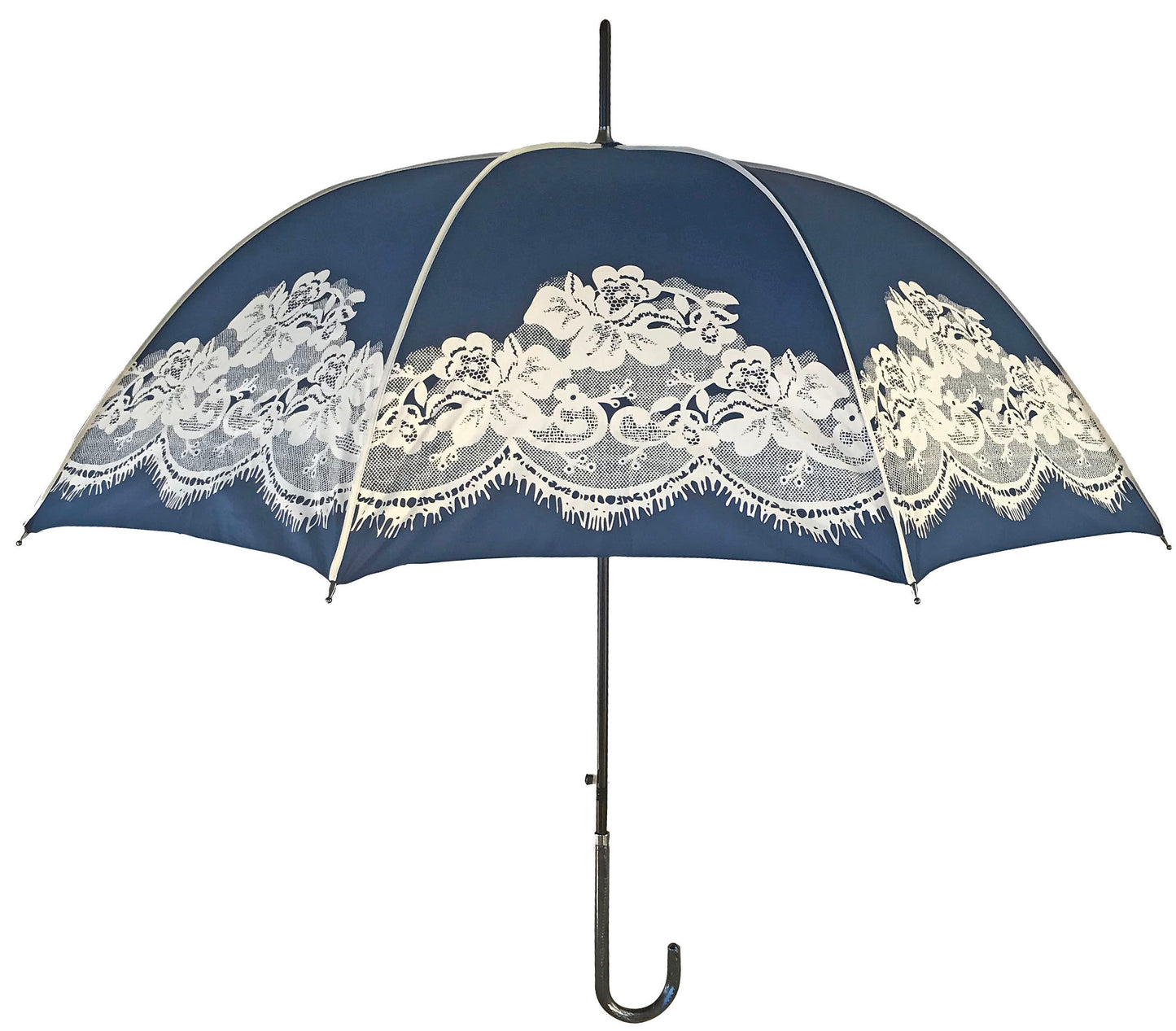Sombrilla estilo inglés con encaje estampado | Toldo en forma de cúpula azul marino