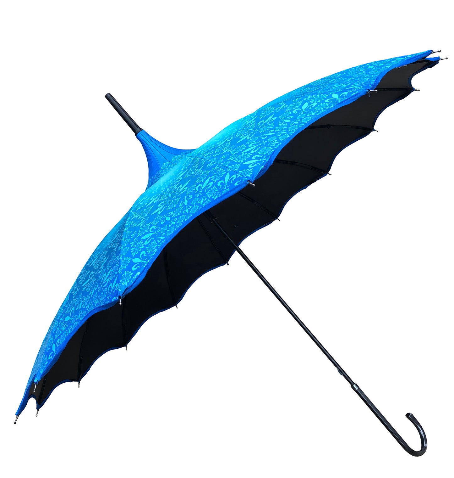 Waterproof + Real Anti-UV Umbrella | Blue Design Pagoda Style | Maximum Shade |
