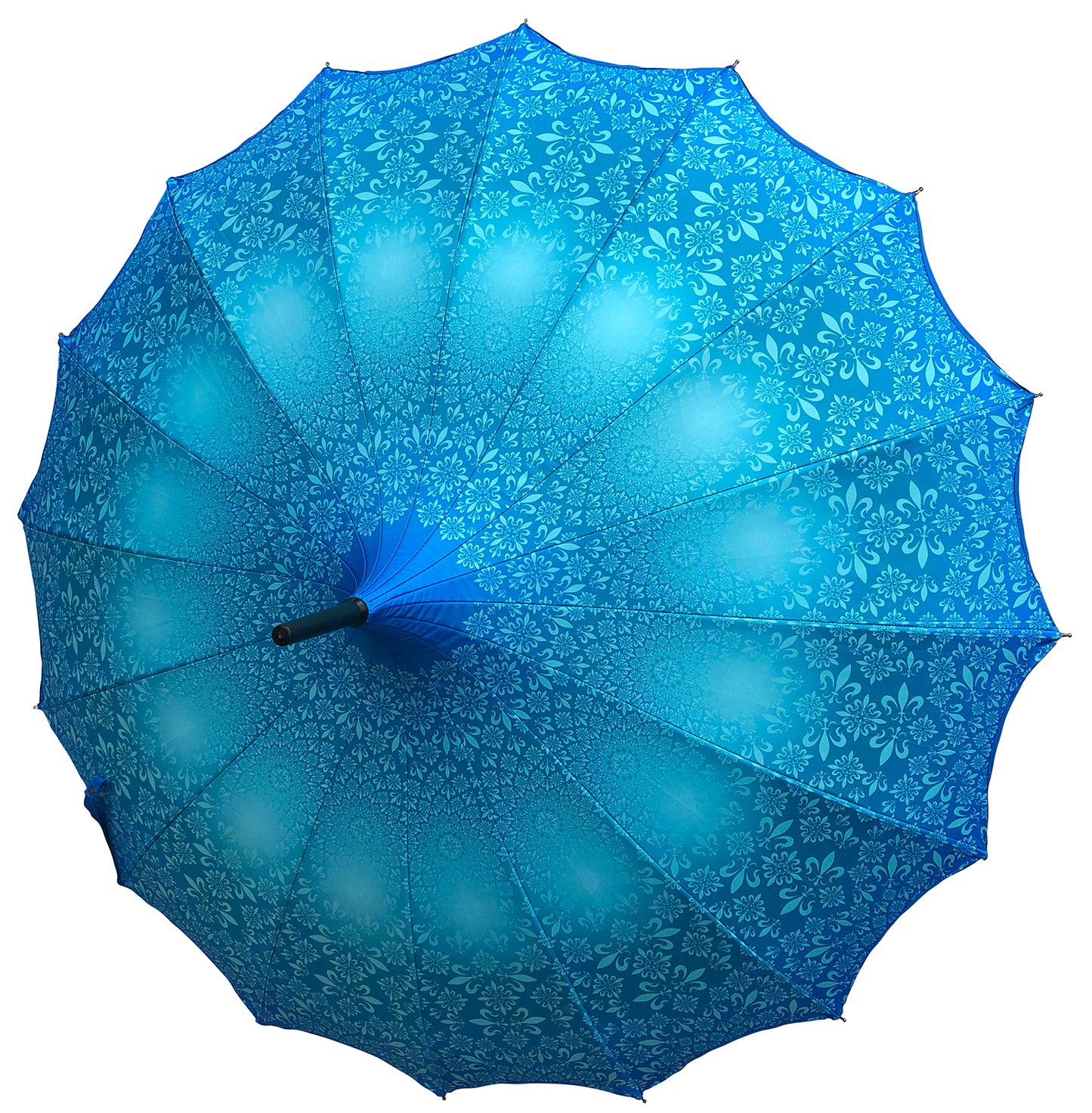 Waterproof + Real Anti-UV Umbrella | Blue Design Pagoda Style | Maximum Shade |