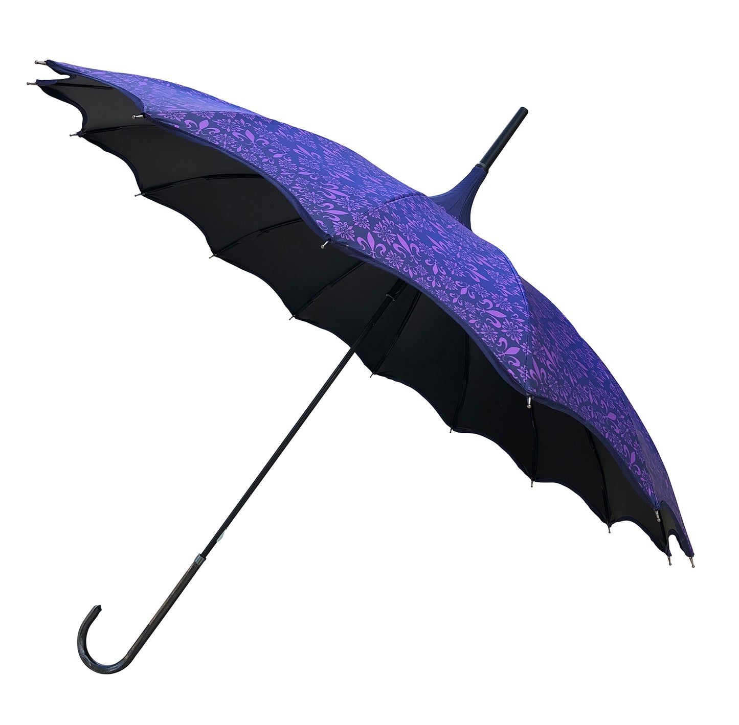 Waterproof + Real Anti-UV Umbrella | Full Shade | Pagoda Style | Purple Design