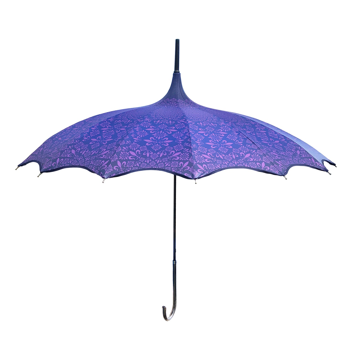Waterproof + Real Anti-UV Umbrella | Full Shade | Pagoda Style | Purple Design