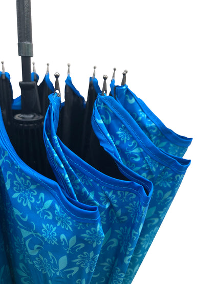 Waterproof + Real Anti-UV Umbrella | Blue Design Pagoda Style | Maximum Shade |