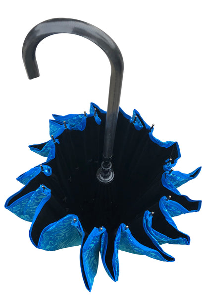 Waterproof + Real Anti-UV Umbrella | Blue Design Pagoda Style | Maximum Shade |