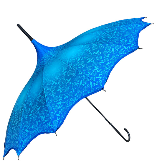 Waterproof + Real Anti-UV Umbrella | Blue Design Pagoda Style | Maximum Shade |