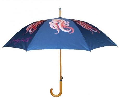 Oscar The Squid by Emily Smith | Navy and Orange Sea Life Design