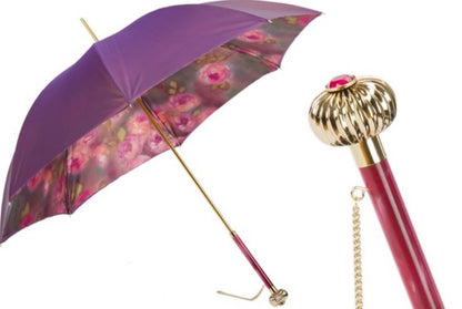 Purple Umbrella By Pasotti | Floral design | Jewel Handle | Free Shipping
